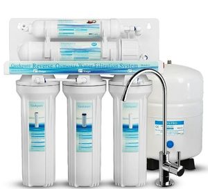 lot 33121 image: 5-Stage Reverse Osmosis Drinking Water Filter System with Extra 7 Filters -NSF Certified Membrane Removes Up to 99% Impurities-Superb Taste High Capacity 75 GPD - Retail $145