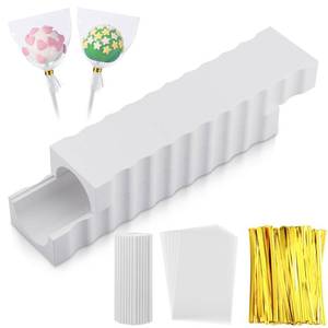 lot 34045 image: Remerry Single Ball Cake Pop Mold Set Include PLA Cake Pop Mold 100 Parcel Bags 100 Papery Treat Sticks Metallic Twist Ties Easy Dessert Maker Baking Molds Home Baking Birthday Wedding Dessert