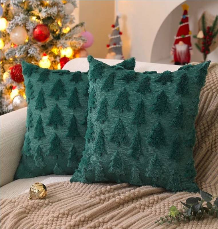 lot 31094 image: Christmas Tree Pillow Covers 17x17 inch Set of 4