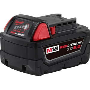 lot 15534 image: Milwaukee 48-11-1850 18V Li-Ion M18 Battery 5Ah Extended Capacity - Retail $129