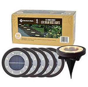 lot 15543 image: Members Mark 6 Piece LED Solar Disc Lights - Oil-Rubbed Bronze