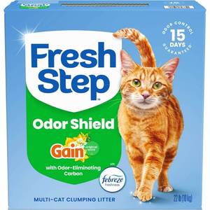 lot 15553 image: Fresh Step Odor Shield Gain Scented Clumping Cat and Kitty Litter - 22lbs