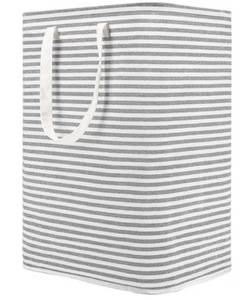 lot 15561 image: 80L Freestanding Laundry Hamper with Handle, Collapsible Large Cotton Storage Basket for Clothes (Grey)