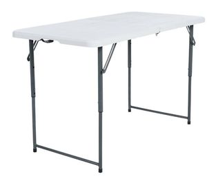 lot 30821 image: 4 Peakform Adjustable Height Folding Table Off White