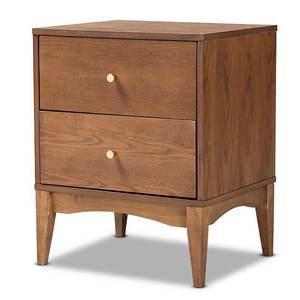 lot 30831 image: Landis Wood 2 Drawer Nightstand Ash WalnutGold - Baxton Studio - Retail $108