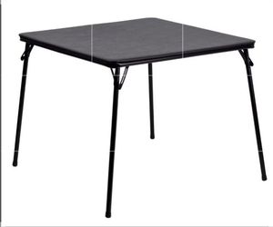 lot 30836 image: Emma and Oliver Black Foldable Card Table with Vinyl Table Top - Game Table - Portable Table (Damaged)  - Retail $60