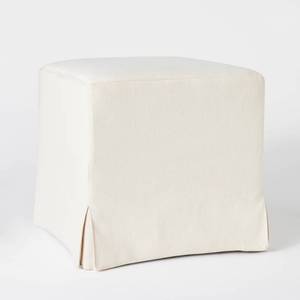 lot 30843 image: Lynwood Slipcover Cube Ottoman Cream - Threshold designed with Studio McGee Upholstered Bench, No Assembly Required - Retail $130