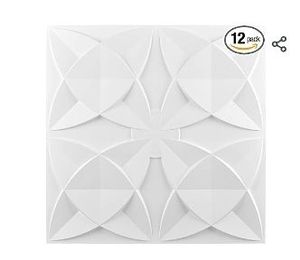 lot 30867 image: Art3d Decorative Ceiling Tile 2x2 Glue up, Suspended Ceiling Tile Pack of 12pcs White Floral