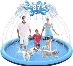lot 33159 image: CACSPS 87 Non-Slip Splash Pad for Kids and Dog, Thicken Sprinkler Pool Summer Outdoor Water Toys, Extra Large Backyard Wading Pool for Children Boys & Girls or Pet Dog (Blue)