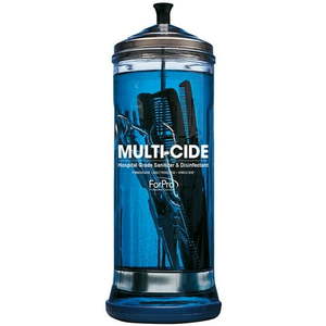 lot 33163 image: ForPro Multi-Cide Tall Glass Jar  for All Hairstyling Tools Including Brushes  Combs & Shears  37 oz