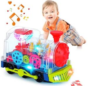 lot 33165 image: Light Up Train Toys for Toddler,Interactive Sensory Toys with Colorful Moving Gears, Music and LED Light