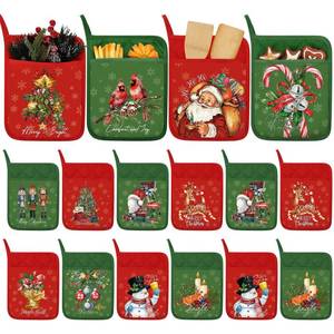lot 34156 image: 12 Pcs Christmas Pot Holders with Pocket Xmas Retro Pot Holders