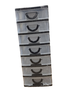 lot 34165 image: 7-Drawer Clear Plastic Storage Tower with Black Handles 14in