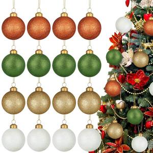 lot 34166 image: 16 Pcs Mercury Glass Christmas Balls Ornaments 2.36 Glitter Christmas Tree Hanging Ornaments