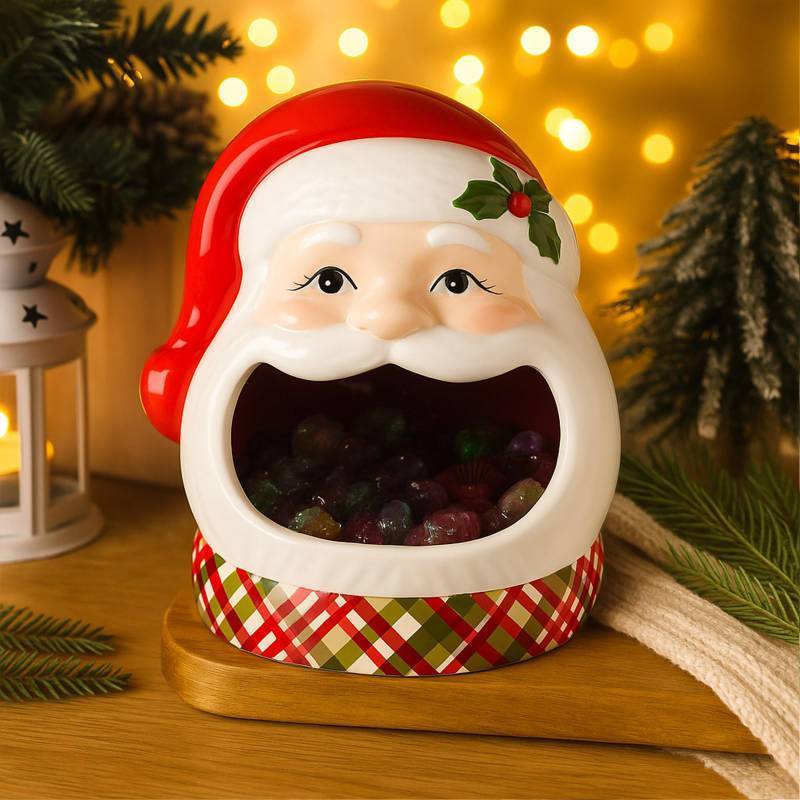 lot 15653 image: Jingmore Santa Claus Ceramic Candy Dish 6.69 x 7.09 x 7.48 Inch
