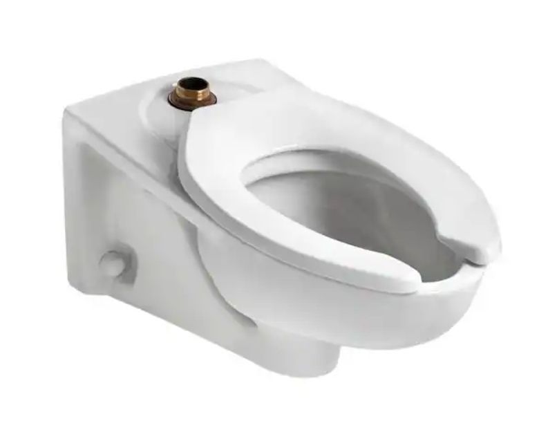 lot 6424 image: Afwall FloWise 1.28 GPF Elongated Toilet Bowl Only with Top Spud Flushometer in White - Retail $119