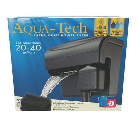 lot 15695 image: Aqua-Tech Ultra Quiet Power Filter For Aquariums 20-40 Gallons (Missing 3 Sponge Filters)