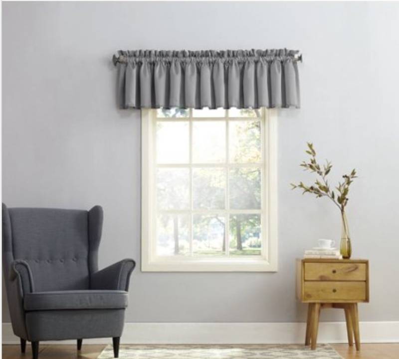 lot 16005 image: Sun Zero Gramercy Room Darkening Window Valance - 54 X 18, Gray