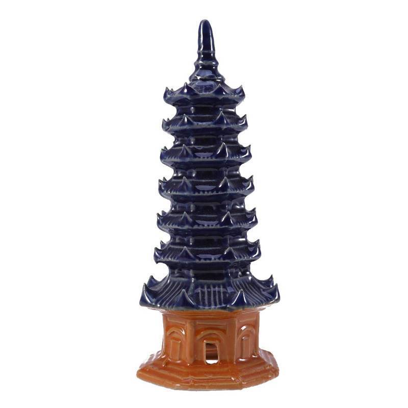 lot 7090 image: Ceramic Hexagonal Pagoda Aquarium Decor Fish Tank Ornament for Landscaping