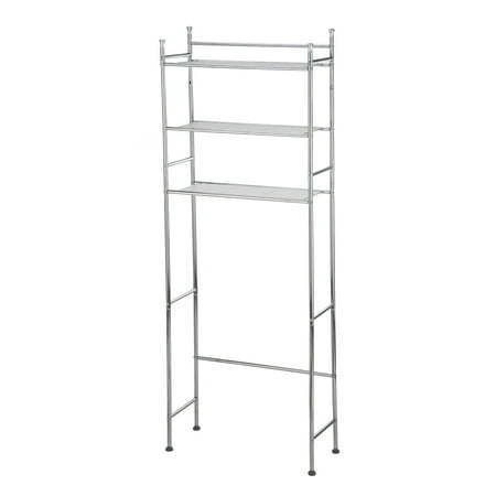 lot 13711 image: Mainstays Over the Toilet Steel Storage Shelf Unit Space Saver Chrome Holds up to 30 lb Capacity (See Details)