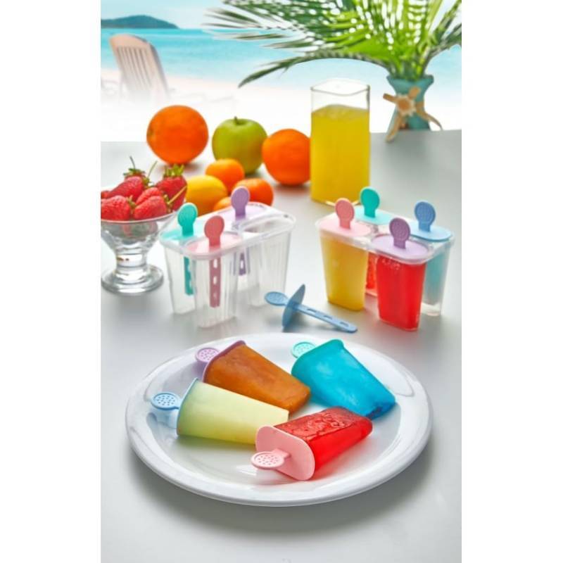 lot 32042 image: Reusable BPA-Free Ice Pop Molds 4 Pack Plastic