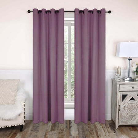 lot 32092 image: Superior Blackout Solid Light Filtering Grommet Curtain Panel Set  52 X 120  Wisteria - Retail $87