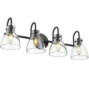 lot 15570 image: Beionxii 4-Light Bathroom Light Fixtures, Bathroom Vanity Light with Clear Glass Shade, Brushed Nickle - Retail $90