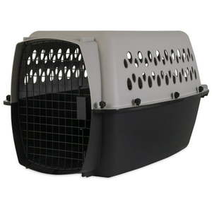 lot 15576 image: Vibrant Life Pet Kennel Dog Crate, Plastic Travel Pet Carrier for Pets 15-25 lb, Grey (SmallMedium 26)