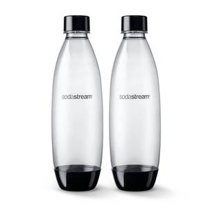 lot 15581 image: SodaStream Dishwasher Safe Slim 1 Liter Carbonating Bottles, Black (2 Pack) - Retail $56