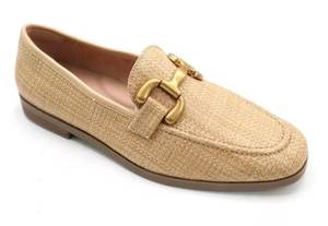 lot 15601 image: Time and Tru Womens Faux Raffia Buckle Loafers (Size 7.5)