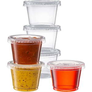 lot 15612 image: Comfy Package 1 Oz Condiment Containers Small Plastic Containers with Lids (100-Pack)