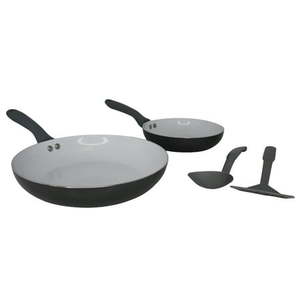 lot 15615 image: IMUSA Nonstick Ceramic Cookware Set 4-Pieces with Stay-Cool Handles  Aluminum  Gray