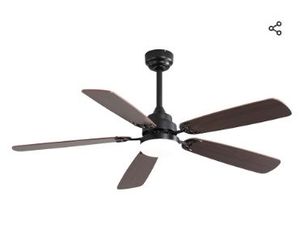 lot 30884 image: 52 Inch Modern Ceiling Fan with Dimmable Led Light 6 Speeds Wind 5 Blades Remote Control Reversible DC Motor for Indoor Outdoor, White (white) - Retail $95