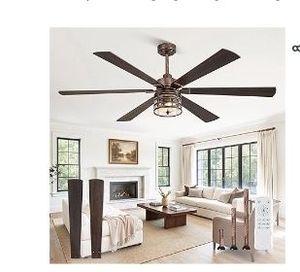 lot 30887 image: Fanbulous 65 Farmhouse Ceiling Fans with Lights and Remote,Industrial Large Ceiling Fan with 6-Speed Reversible DC Motor and 6 Dual Finish Blades, Ceiling Fan with Light for Living bedroom Patio - Retail $143