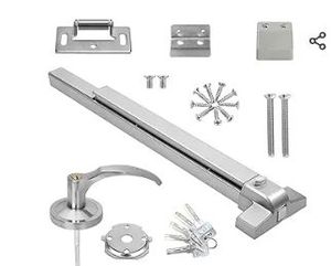 lot 30888 image: 31.580cm Stainless Steel Commercial Door Push Bar Panic Exit Device with Exterior Lever Handle - Fits 30- 37 Wood & Metal Doors - Retail $90