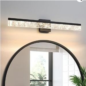 lot 30892 image: AIJIASI Modern Vanity Lights for Bathroom, 32 Inch Black Bathroom Light Fixtures Over Mirror, 24W Dimmable LED Vanity Lighting Fixtures for Bath Mirror Restroom Bedroom 3000K - Retail $62