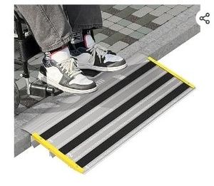 lot 30894 image: 3 Rise Door Threshold Ramps for Doorways, Stable Yellow Edge, Aluminum Wheelchair Ramp for Home Steps, Adjustable Modular Entry Ramp for Scooters, Power Chairs, 880LBS Load Capacity - Retail $124