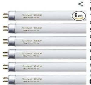 lot 30896 image: Pack of 6 ,T5 22 14W Cool White High Efficiency Fluorescent Bulb (Missing one Bulb)