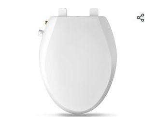 lot 30898 image: Clirass Elongated Bidet Toilet Seat with Quiet-Close, Non-Electric Bidet Mode with Dual Nozzles, Fit Elongated Toilet Seat, Adjustable Water Pressure with Brass inlet (Elongated) - Retail $80