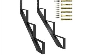 lot 30903 image: Toriexon Steel Stair Riser-2 Pack, 3 Step Stringers for Deck, Sturdy Steel Stringer for Outdoor Steps