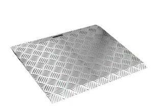 lot 30904 image: Aluminum Threshold Ramp 31 in. L x 33in. W Wider Platform Anti-Slip Portable Ramp for Wheelchair Scooter Stroller - Retail $204