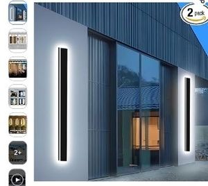 lot 30907 image: Picico Outdoor Wall Lights Exterior 31IN 2PC,4.33in Wide Dimmable Modern Outdoor Sconce Lighting Fixtures,Contemporary Porch Light,Long LED Outside Garage Lights for Front Door and Entrance - Retail $169