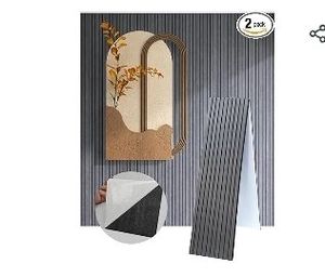 lot 30911 image: 2 Packs 3D Wall Panels Peel and Stick  Wall Panels for Interior Wall Decor  Self Adhesive Sound Absorbing Planks  Acoustic Wood Slat Wall Panels  94.48  11.80in  0.4 Depth  Ebony - Retail $90