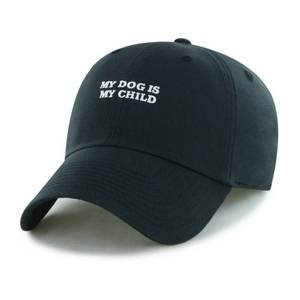 lot 30925 image: Lifestyle Adult My Dog is My Child Cotton Baseball Hats - Black Adjustable Slide Closure