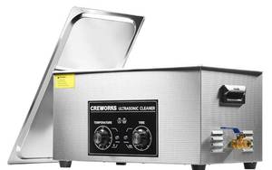 lot 33184 image: CREWORKS Ultrasonic Cleaner with Heater and Timer, 480W 22L Professional Ultrasonic Cleaning Machine, 5.8 gal Stainless Steel Cleaner with Knobs for Tool Jewelry Watch Glasses and More - Retail $250