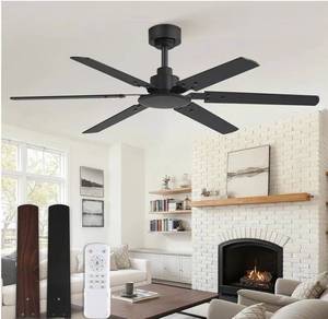 lot 33195 image: Fanbulous Ceiling Fan No Light, 48 Inch IndoorOutdoor 6 Blades Ceiling Fan with Remote, 6-Speeds, Quiet Reversible DC Motor, Fans Without Light for Tilted CeilingBedroomLiving RoomPatios (See Details)