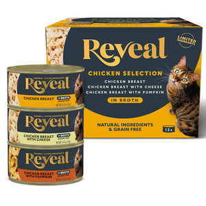 lot 33212 image: Reveal Pet Food Natural Wet Cat Food Chicken in Broth Variety Pack  2.47 oz Cans (BEST BY OCTOBER 30TH 2028)