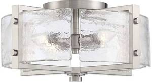 lot 33215 image: Bofea-Modern Semi Flush Mount Ceiling Light Chrome Drum Light Fixture with Hand-Blown Glass Shade 4-Lights Hallway Lighting Fixtures Farmhouse Ceiling Lights for Dining Room Foyer Entryway Lamp - Retail $96