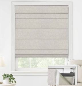 lot 33221 image: LazBlinds No Drill Roman Shades for Windows, Cordless Blackout Window Shades with UV Protection, Polyester Fabric for Bedroom & Living Room, 20 W x 64 H, Beige