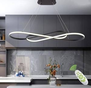 lot 33222 image: Led Pendant Light, Modern Chandelier, Dimmable Black Led Chandelier for Dining Room Light Fixture Over Table Modern Kitchen Island Lighting with Remote, Height Adjustable Ceiling Lamps - Retail $146